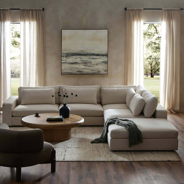 Home Fashion Bloor 4 Piece Sectional W/Ottoman Clairmont Sand By Four Hands