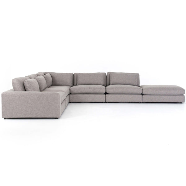 Home Fashion Bloor 5-Piece Sectional W/ Ottoman Chess Pewter By Four Hands