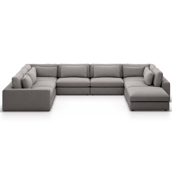 Home Fashion Bloor 7 Piece Sectional W/ Ottoman Chess Pewter By Four Hands