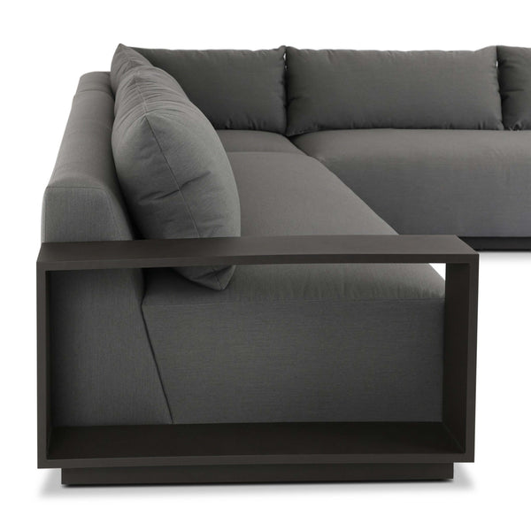 Home Fashion Branford Outdoor Metal 3 Piece Sectional Arashi Graphite By Four Hands