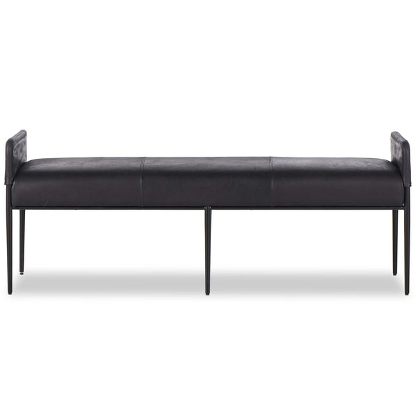 Home Fashion Brickel Leather Bench Heirloom Black By Four Hands
