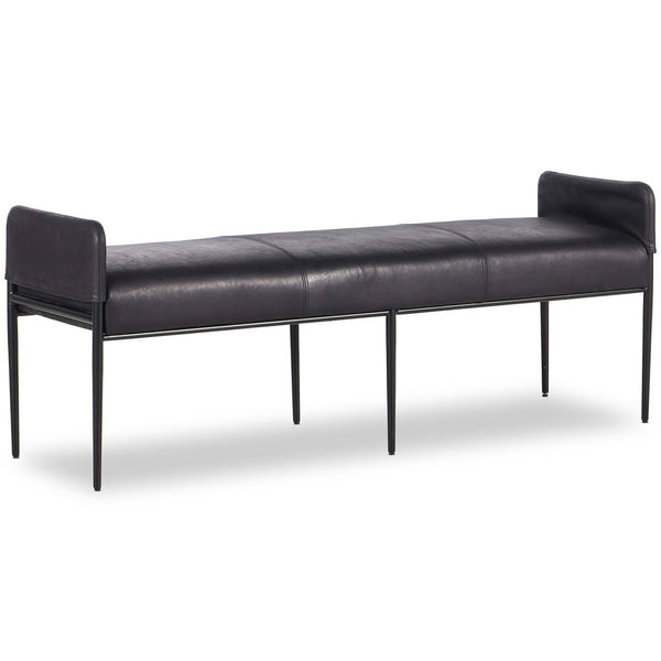home fashion Brickel Leather Bench Heirloom Black by Four Hands