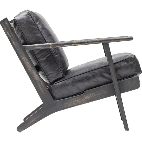 Home Fashion Brooks Leather Lounge Chair Ebony By Four Hands