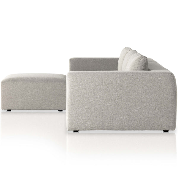 Home Fashion Brylee 3 Piece Sectional W/Ottoman Torrance Silver By Four Hands
