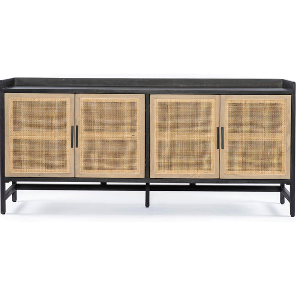 Home Fashion Caprice 72" Sideboard Black Wash W/Natural Cane By Four Hands