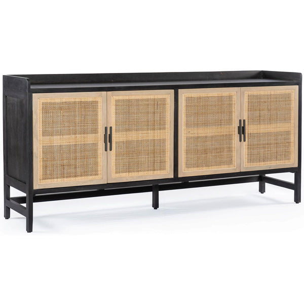 home fashion Caprice 72" Sideboard Black Wash w/Natural Cane by Four Hands