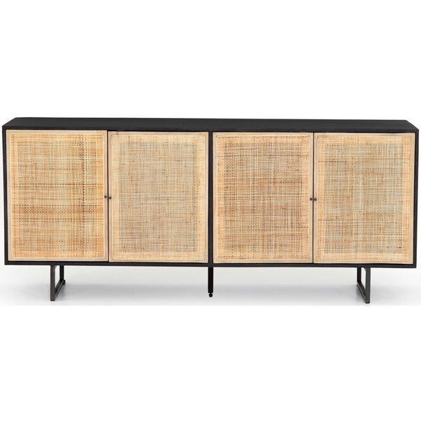 Home Fashion Carmel 4 Door Sideboard Black Wash/Cane Natural By Four Hands