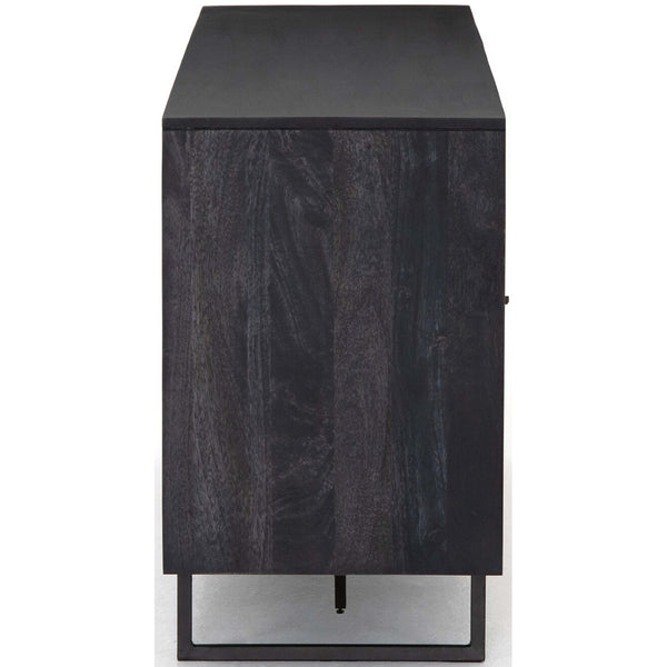 Home Fashion Carmel 4 Door Sideboard Black Wash/Cane Natural By Four Hands