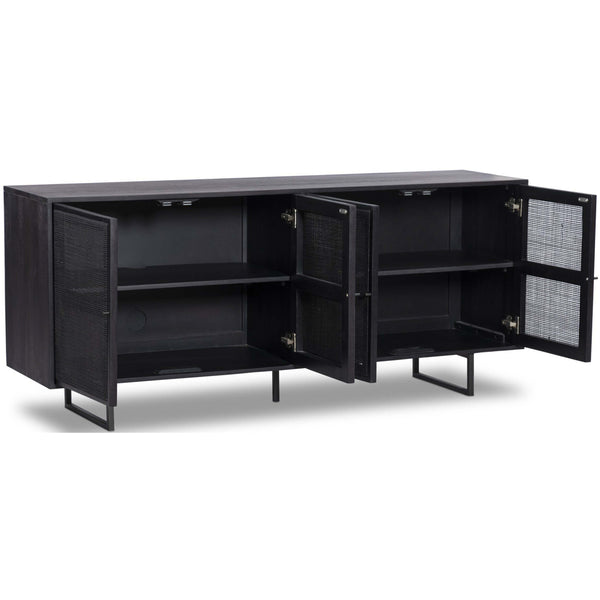 Home Fashion Carmel Sideboard Black Wash W/Black Cane By Four Hands