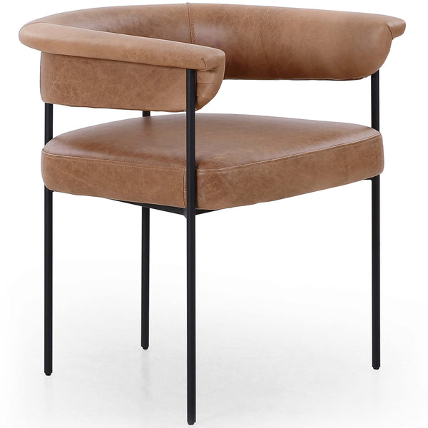 home fashion Carrie Leather Dining Chair Chaps Saddle Set of 2 by Four Hands