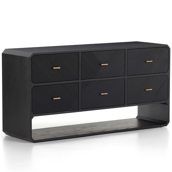 home fashion Caspian 6 Drawer Dresser Black Ash Veneer by Four Hands