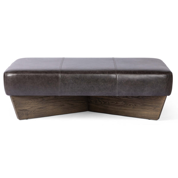 Home Fashion Chaz Large Leather Ottoman Sonoma Black By Four Hands