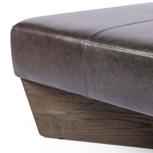 Home Fashion Chaz Large Leather Ottoman Sonoma Black By Four Hands