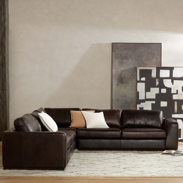 Home Fashion Colt 3 Piece Leather Sectional Heirloom Cigar By Four Hands