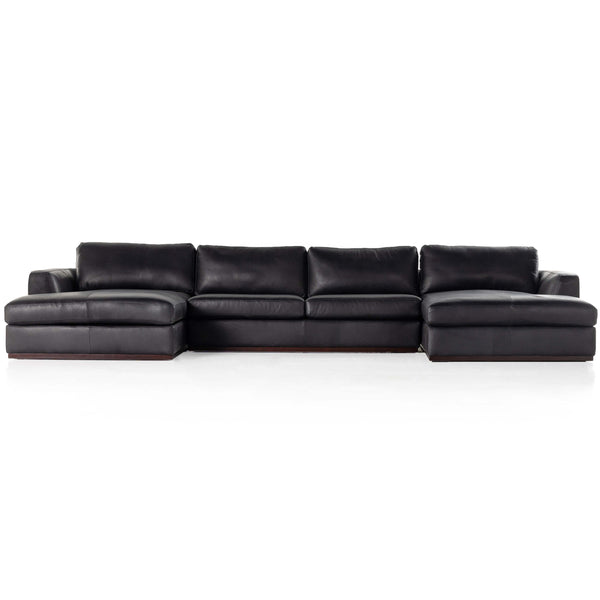 Home Fashion Colt 3 Piece Leather U Sectional Heirloom Black By Four Hands