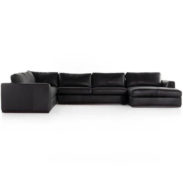 Home Fashion Colt 4 Piece Leather Sectional Heirloom Black By Four Hands