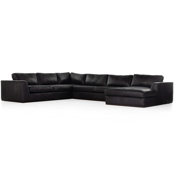 home fashion Colt 4 Piece Leather Sectional Heirloom Black by Four Hands