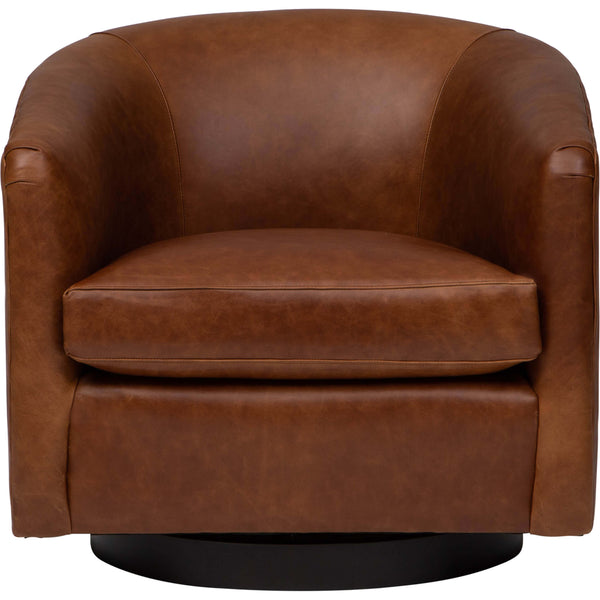 Home Fashion Coltrane Leather Swivel Chair Laguna Cognac