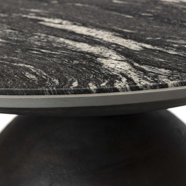 Home Fashion Corbett Coffee Table Polished Black Marble/Hammered Grey Base By Four Hands