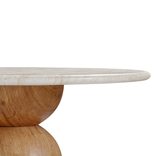 Home Fashion Cynthia Outdoor Round Dining Table Travertine