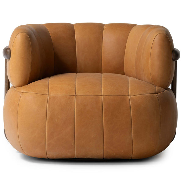 Home Fashion Doss Leather Swivel Chair Palermo Cognac By Four Hands