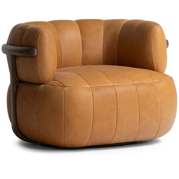 home fashion Doss Leather Swivel Chair Palermo Cognac by Four Hands