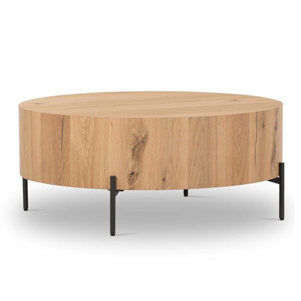 home fashion Eaton Drum Coffee Table Light Oak Resin by Four Hands