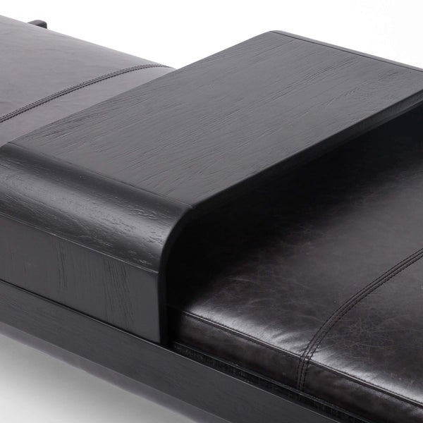 Home Fashion Fawkes Leather Bench Brushed Ebony By Four Hands