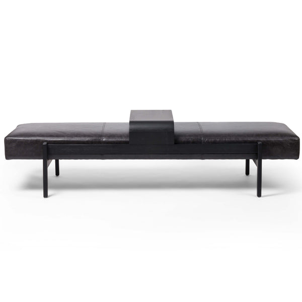 Home Fashion Fawkes Leather Bench Brushed Ebony By Four Hands