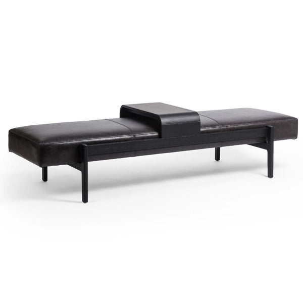home fashion Fawkes Leather Bench Brushed Ebony by Four Hands