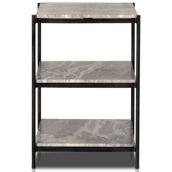 Home Fashion Felix Nightstand Canyon Marble/Hammered Grey By Four Hands