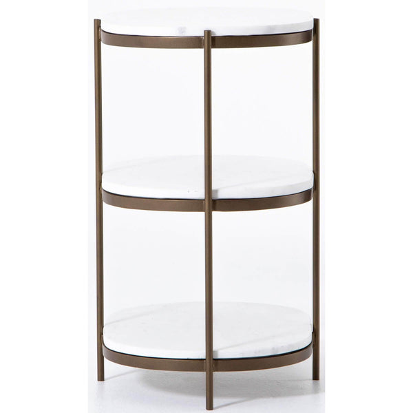 Home Fashion Felix Oval Nightstand White Marble/Antique Brass By Four Hands