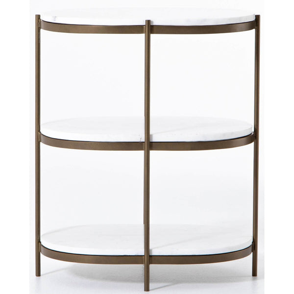 Home Fashion Felix Oval Nightstand White Marble/Antique Brass By Four Hands