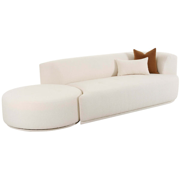 Home Fashion Fickle Boucle 2 Piece Chaise Modular RAF Sofa Cream