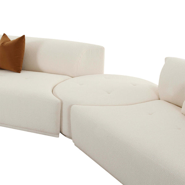 Home Fashion Fickle Boucle 4 Piece Modular LAF Sectional Cream