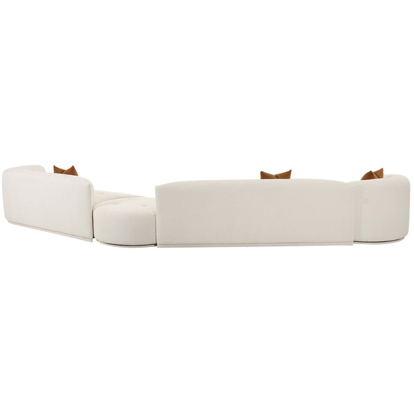 Home Fashion Fickle Boucle 4 Piece Modular RAF Sectional Cream