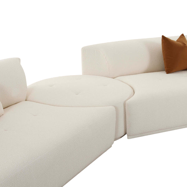 Home Fashion Fickle Boucle 4 Piece Modular RAF Sectional Cream