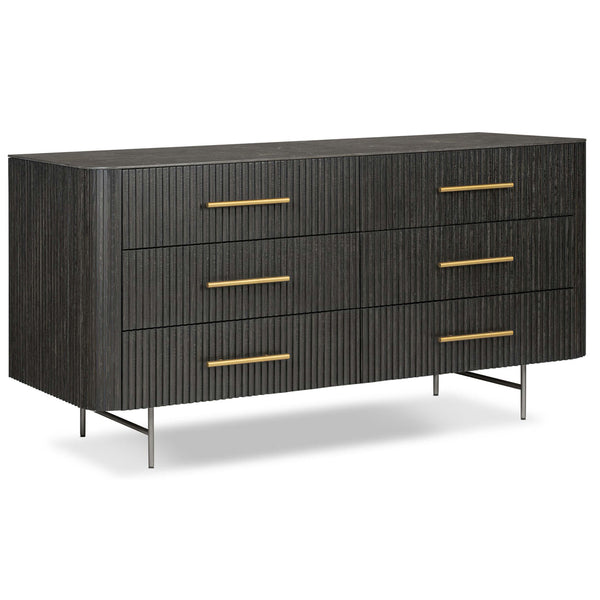 home fashion Fletcher 6 Drawer Dresser Distressed Black by Four Hands
