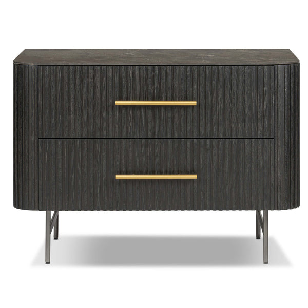 Home Fashion Fletcher Large Nightstand Distressed Black By Four Hands