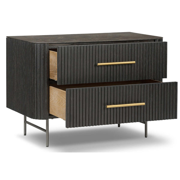 Home Fashion Fletcher Large Nightstand Distressed Black By Four Hands