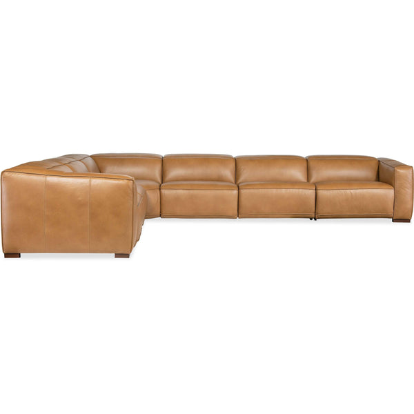 Home Fashion Fresco 6 Seat Power Leather Sectional Zen Caramel