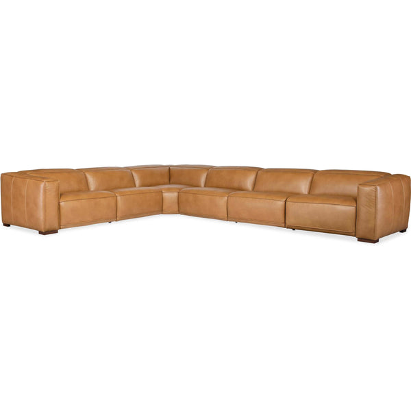 home fashion Fresco 6 Seat Power Leather Sectional Zen Caramel