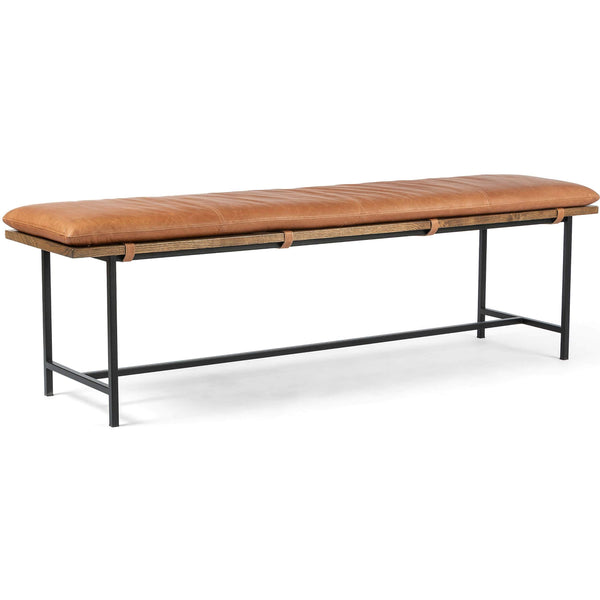 home fashion Gabine Leather Bench Brandy by Four Hands