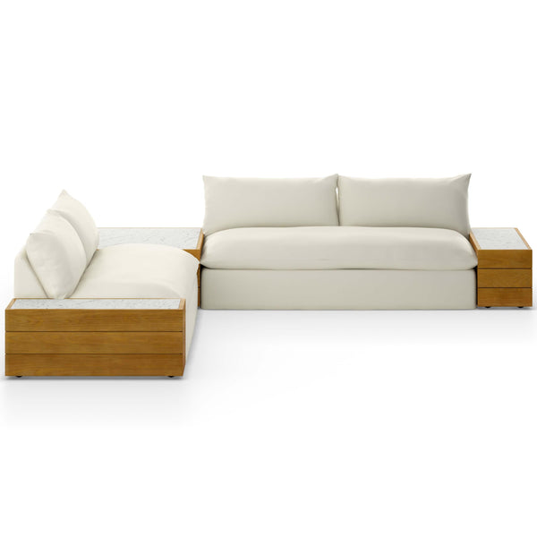 Home Fashion Grant Outdoor 2 Piece Sectional W/ Coffee Table & End Table Faye Cream By Four Hands