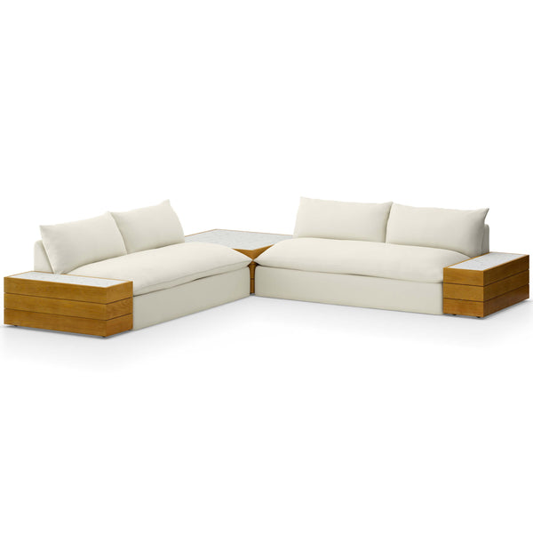 home fashion Grant Outdoor 2 Piece Sectional w/ Coffee Table & End Table Faye Cream by Four Hands