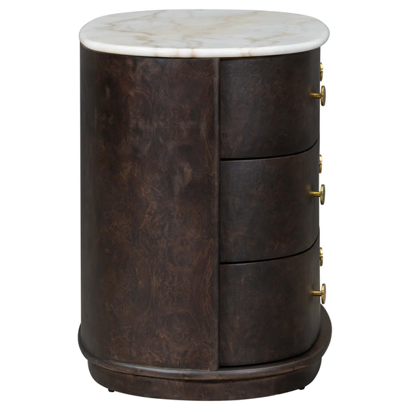 Home Fashion Greer 3 Drawer Nightstand Chocolate Burl