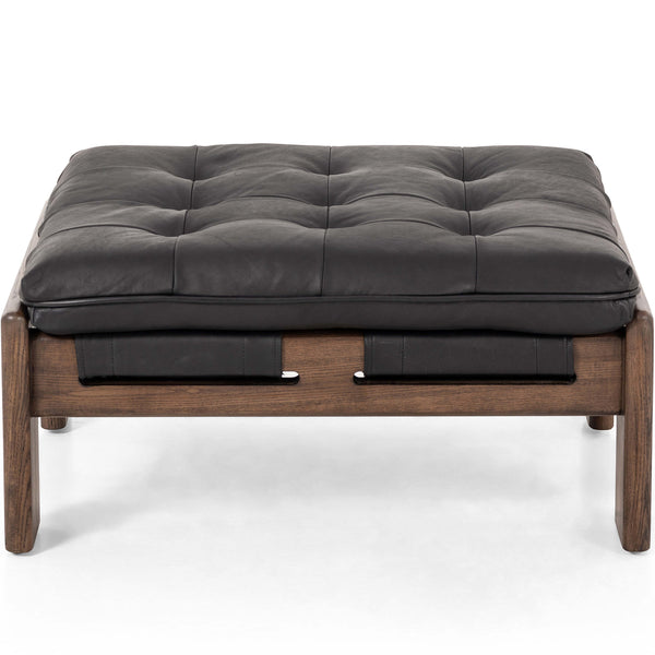 Home Fashion Halston Leather Ottoman Heirloom Black By Four Hands
