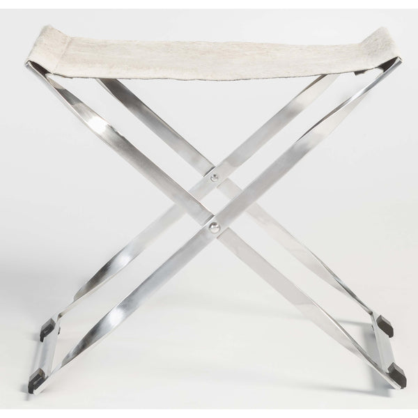 Home Fashion Harper Scissor Ottoman Frosted Hide/Polished Chrome