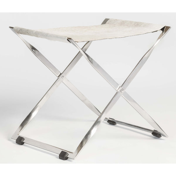 home fashion Harper Scissor Ottoman Frosted Hide/Polished Chrome