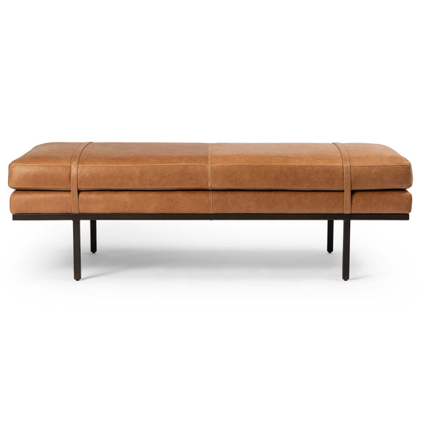 Home Fashion Harris Leather Bench Palermo Cognac By Four Hands